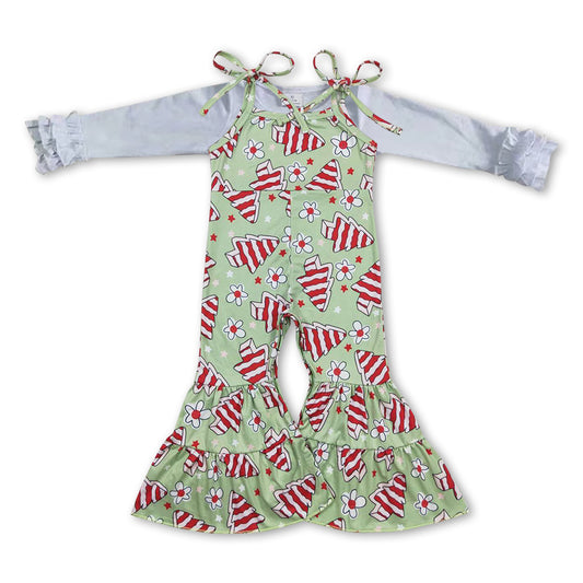 GLP0948 Christmas white long sleeve its is the season cake green jumpsuits girls set