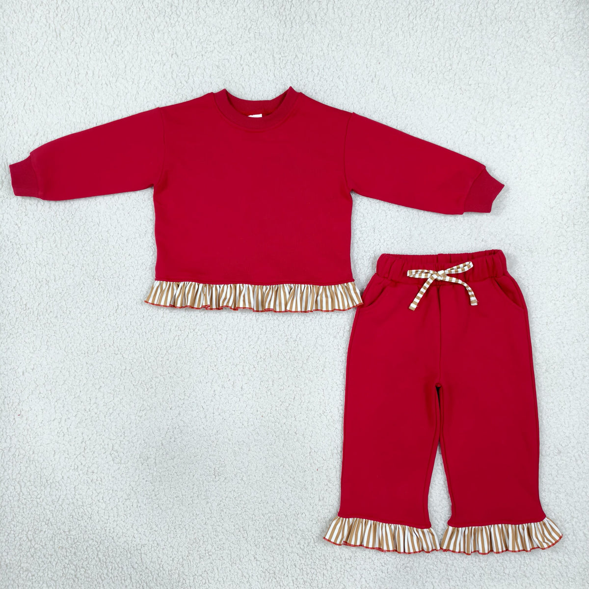 GLP3644 Sweatshirt Red Long Sleeve Pants Girls Set