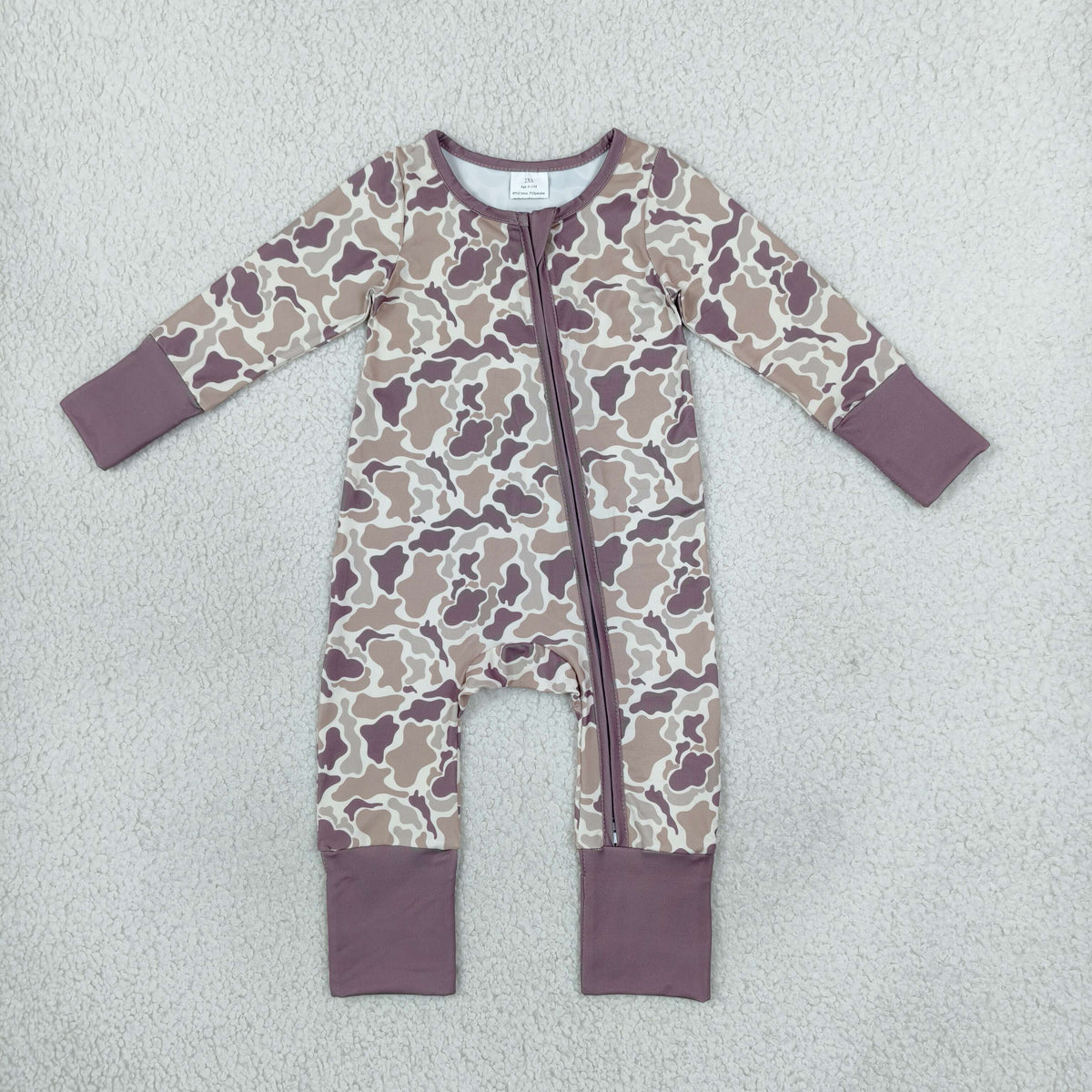 LR2948 Hunting Camo Zipper Long Sleeve Boys Romper