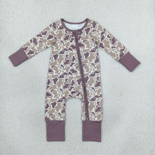 LR2948 Hunting Camo Zipper Long Sleeve Boys Romper