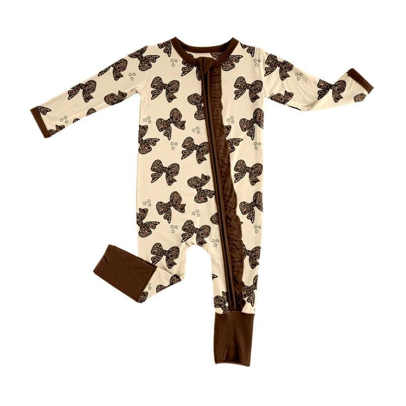 preorder LR1638 camo bows long sleeve zipper girls romper