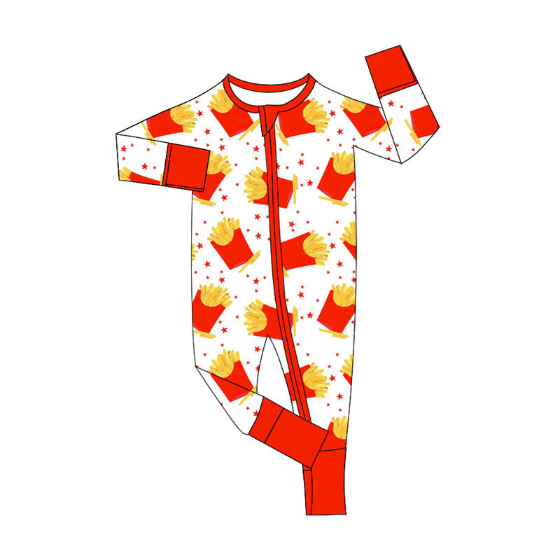 custom moq 5 red chips zipper long sleeve girls romper