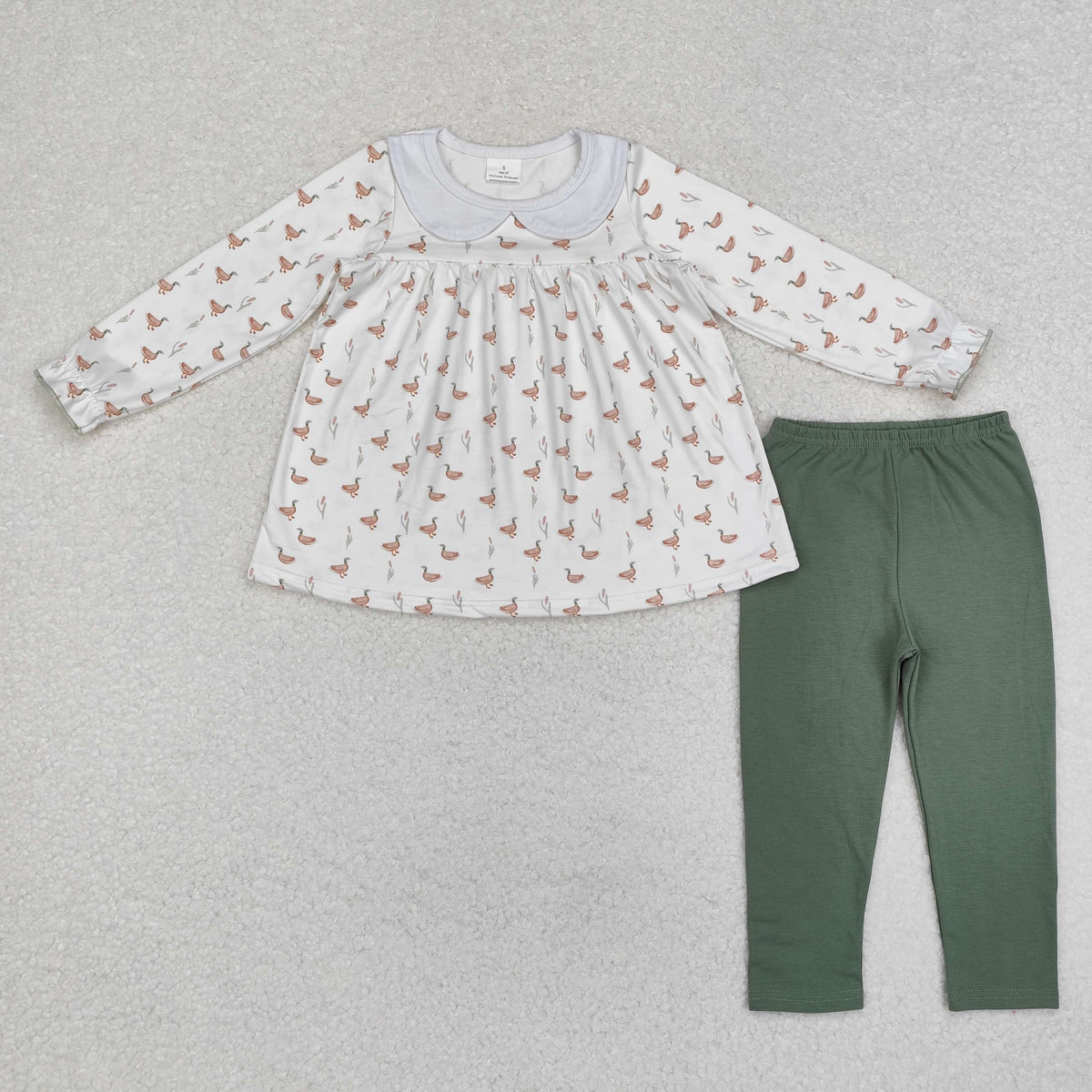 GLP1598 mallard long sleeve dark green pants girls set
