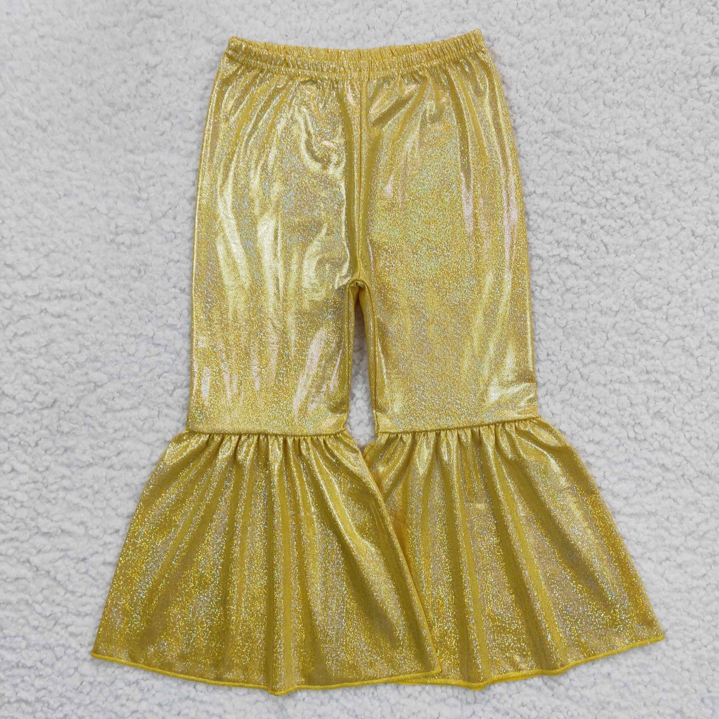 P0182 Yellow Metallic Glitter Lurex Shimmer Silk Disco Pants