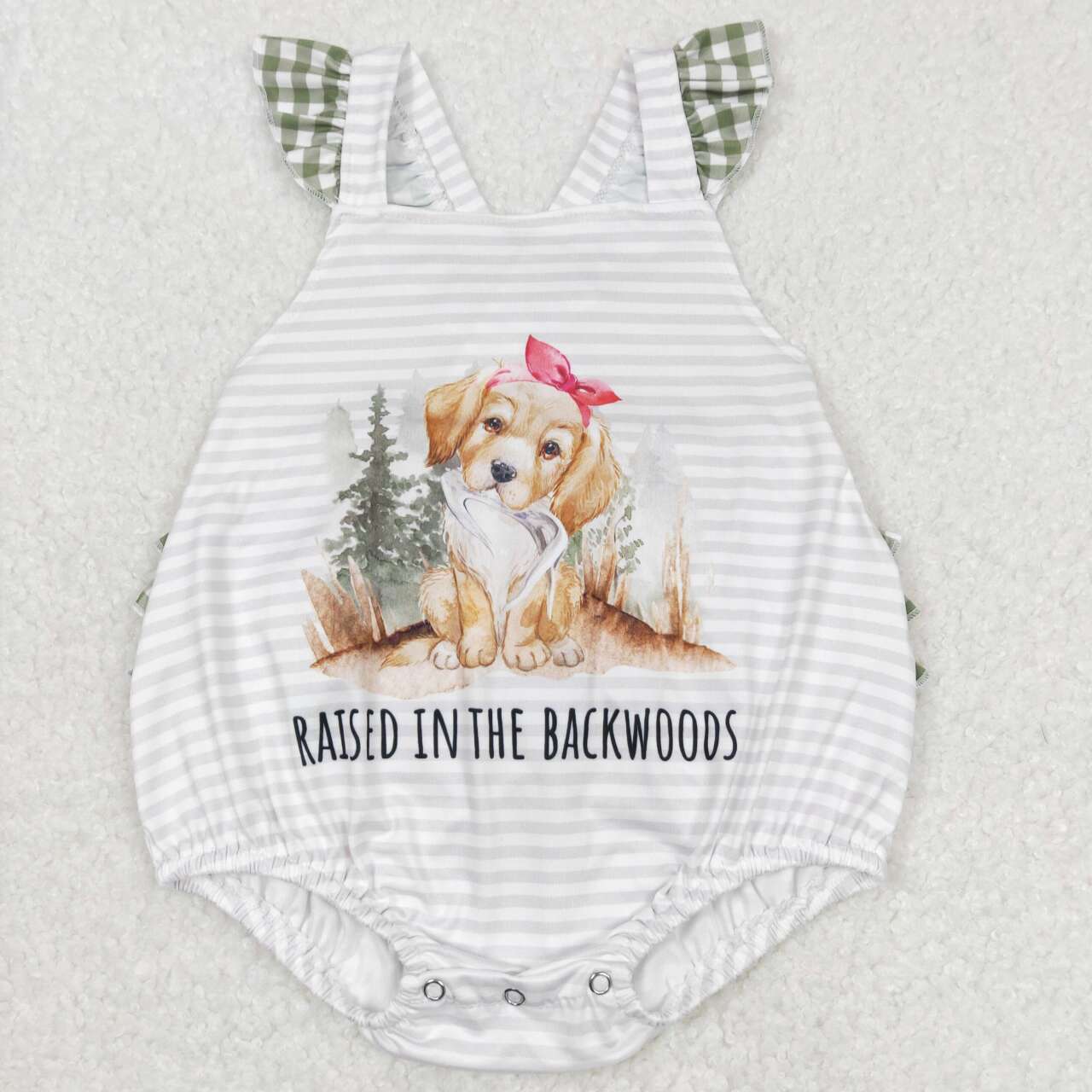 SR0658 Raised in the backwoods dog flutter short girls romper