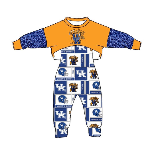 custom S 9.27 Orange blue long sleeve jumpsuit set