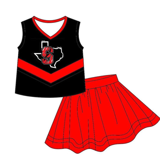 custom S 9.2 Red & black sleeveless cheerleader dress