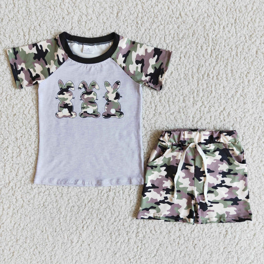 Easter Camo Print Rabbits Boys Outfits