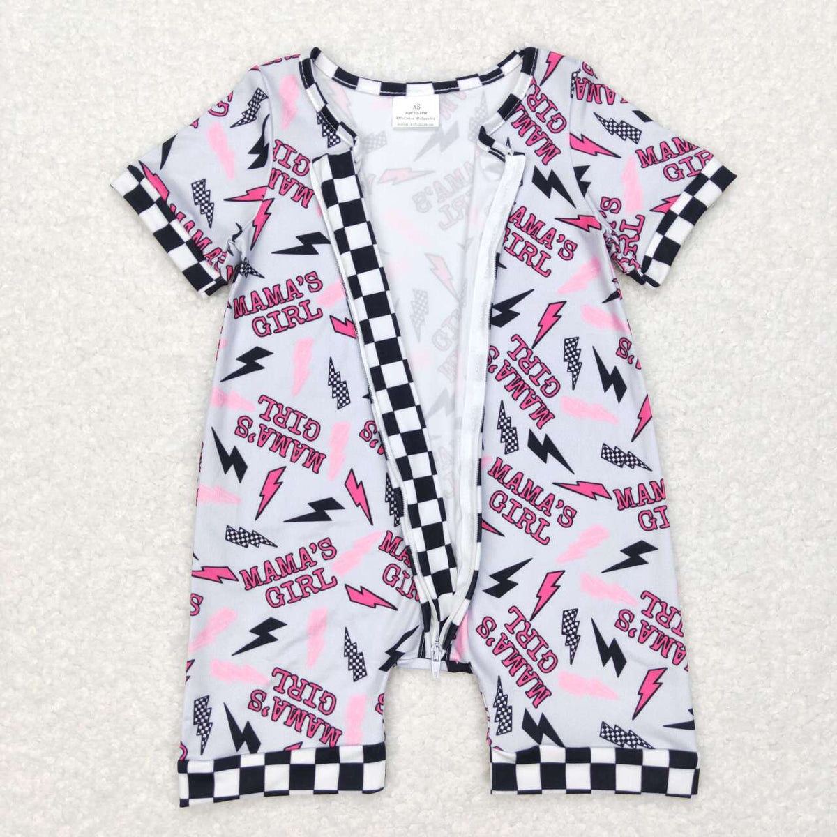 SR0562 Mamas girls checkered pink short sleeve girls romper