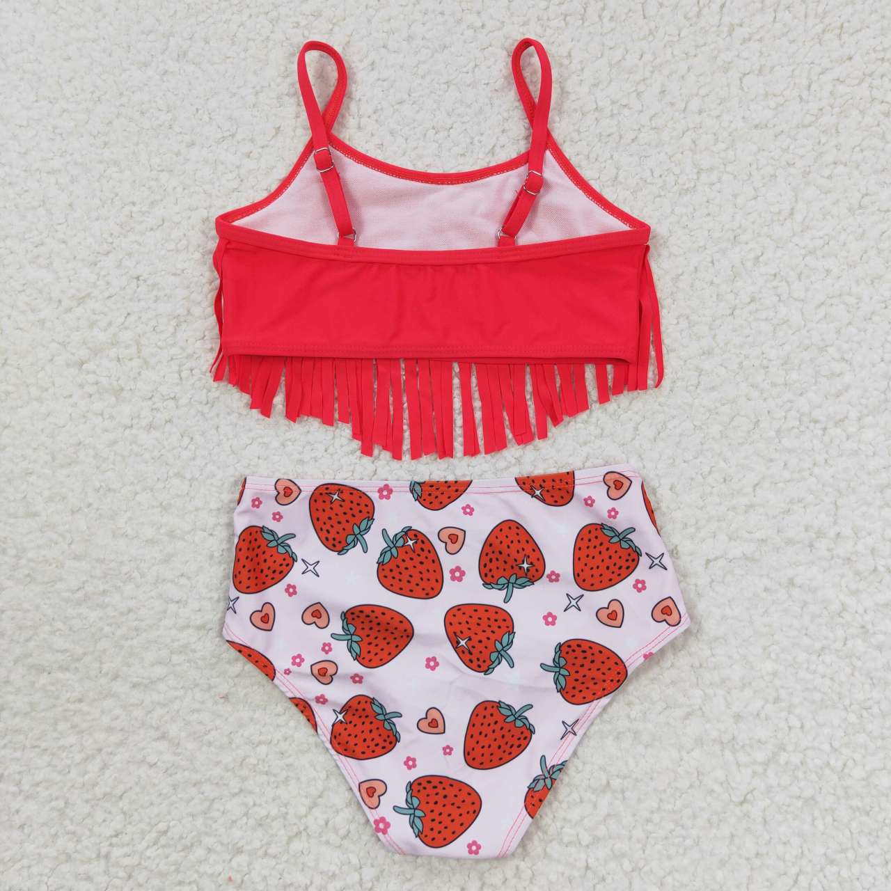 S0142 Strawberry Tassels Red Girls Bathing Suits Swimsuits