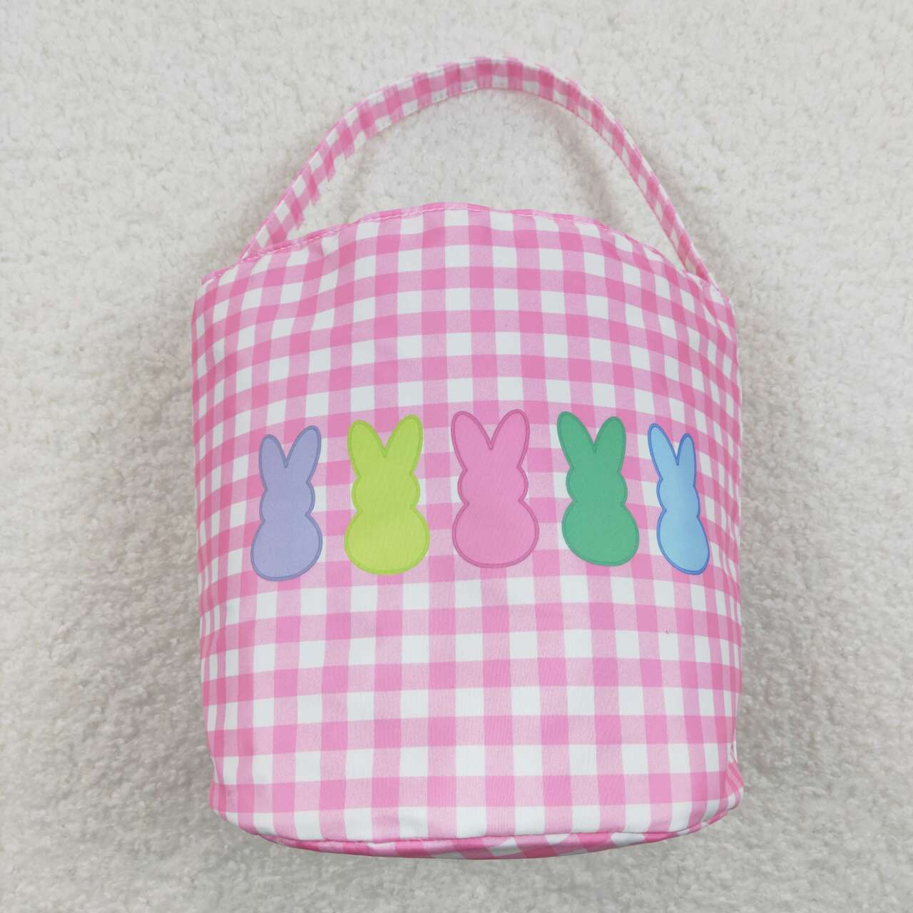 BA0160 Easter Colorful Rabbit Pink Checkered Kids Bag