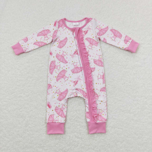 USA SHOP LR0647 Dance girl pink long sleeve girls romper