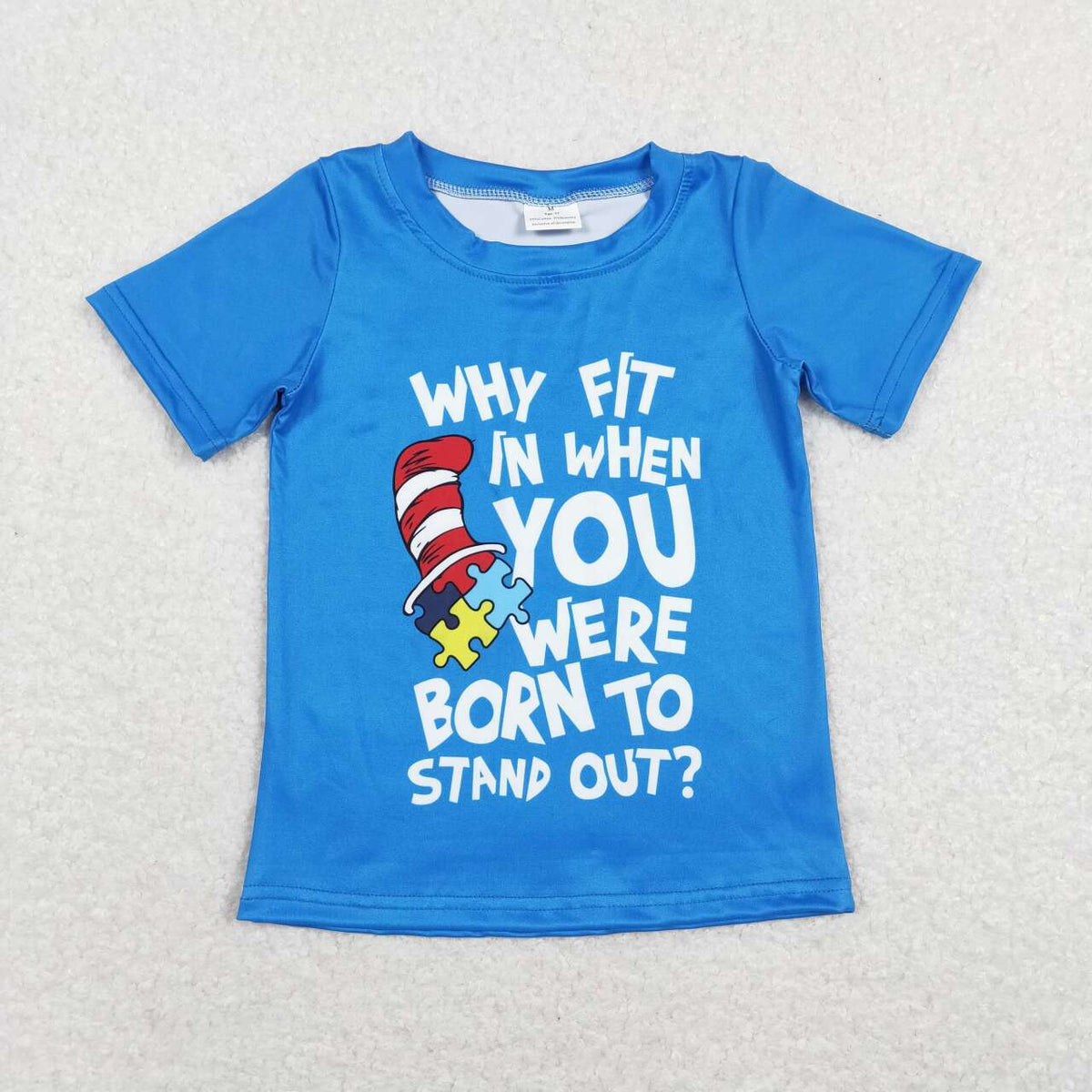 BT0479 Why fit dr cartoon blue short sleeve boys top