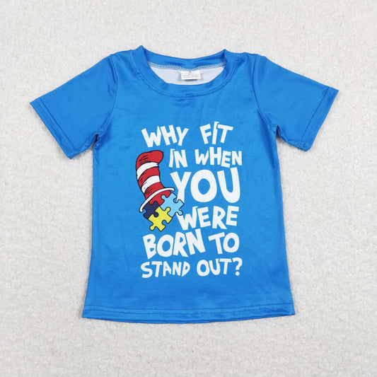 BT0479 Why fit dr cartoon blue short sleeve boys top