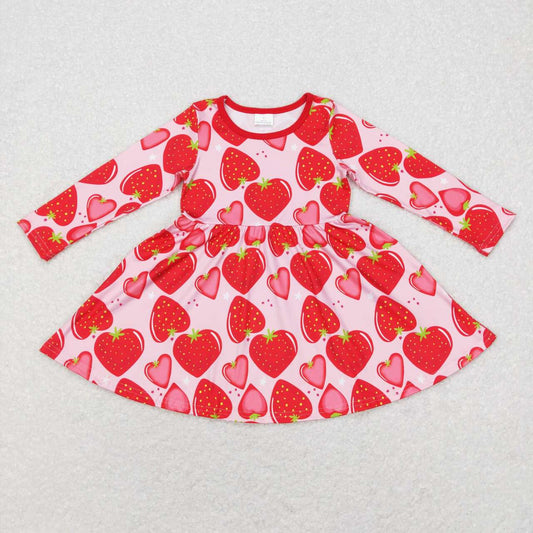 GLD0469 Red & pink heart long sleeve girls dress
