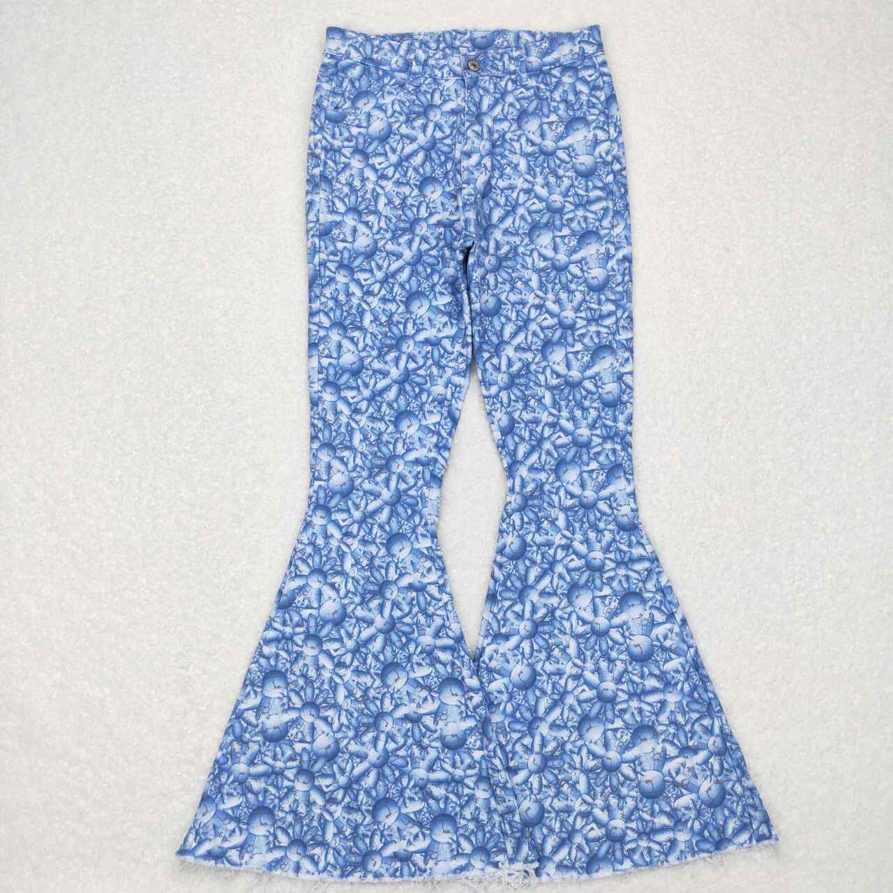 P0297 Blue flowers adult adult denim pants