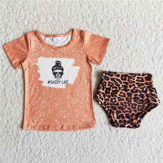 C15-10 Sassy Life Bleach Design Leopard Print Bummies Set