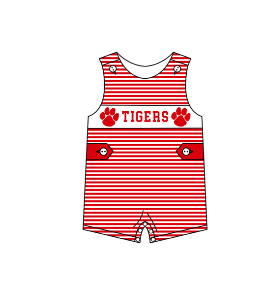 Custom Moq 3 Football Item Tiger Red Sleeveless Boys Romper