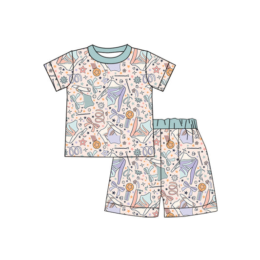 custom style cute swimming short sleeve shorts kids pajamas