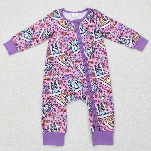 USA SHOP LR0331 Cartoon dog purple long sleeve girls romper