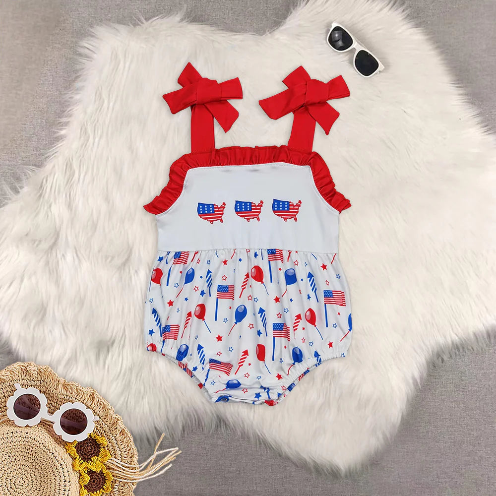 July 4th flag balloon style RTS Sibling Clothes