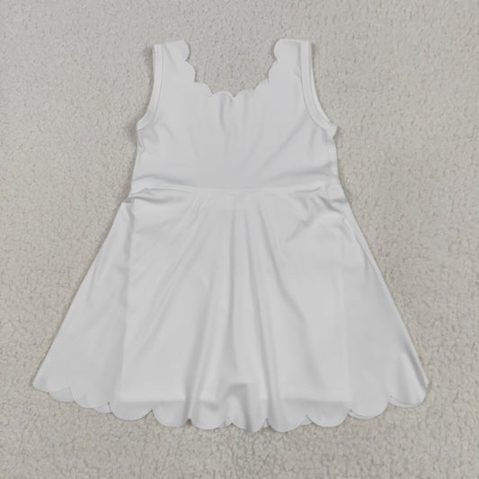 yoga GSD2370 white sleeveless girls dress with shorts