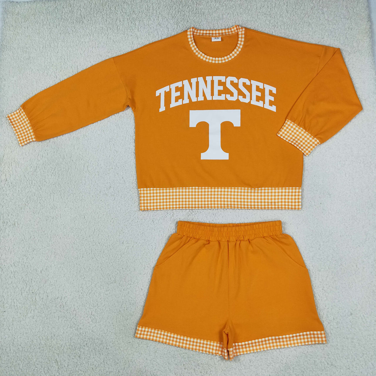 GLS0176 Offset Printing TENNESSEE Orange Long Sleeve Shorts Adult Women Set