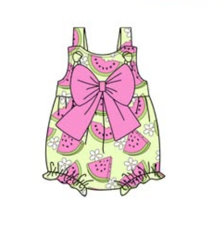 Custom Moq 3 Hot Pink Watermelon Flowers With Bow sibling clothes