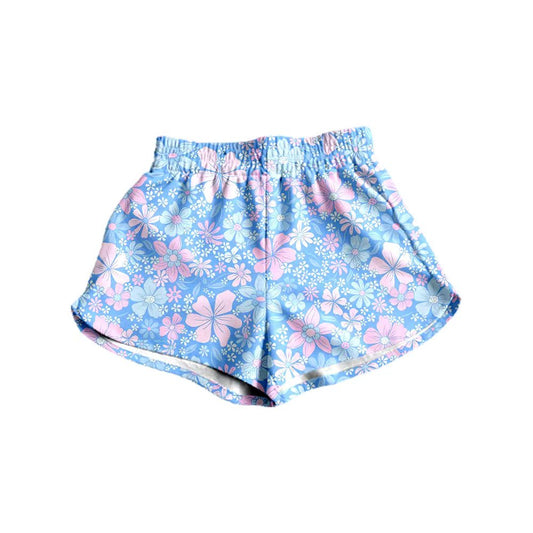 Custom Moq 3  Blue Flowers Adult Women Shorts