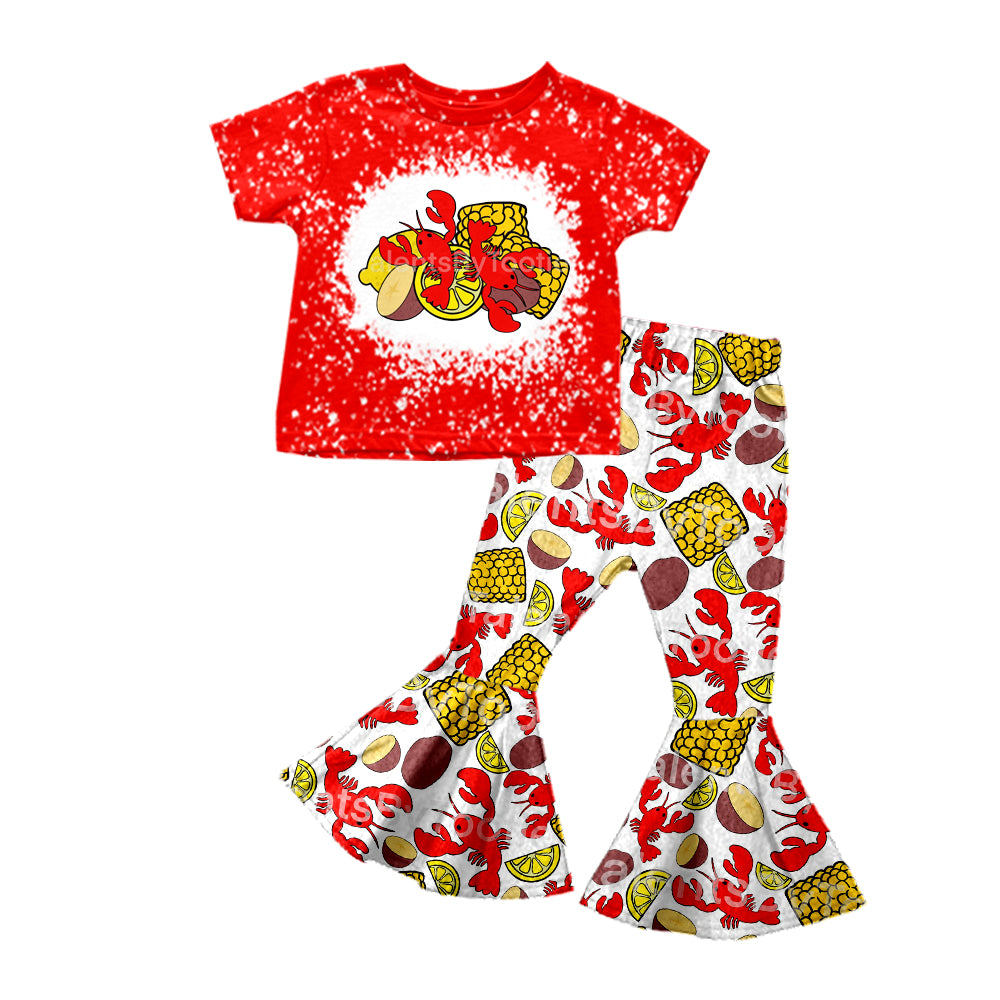 preorder GSPO1141 Crayfish lemon red short sleeve pants girls set