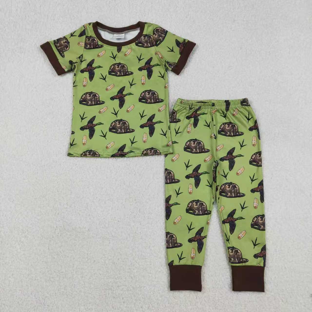 Hunting Camo Mallard Duck Green Romper/Pajamas RTS Sibling Clothes