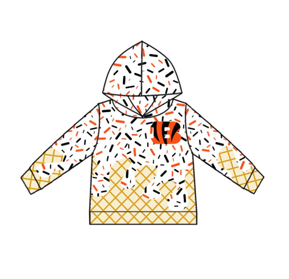 custom moq 3 football team orange black long sleeve hoodie boys top