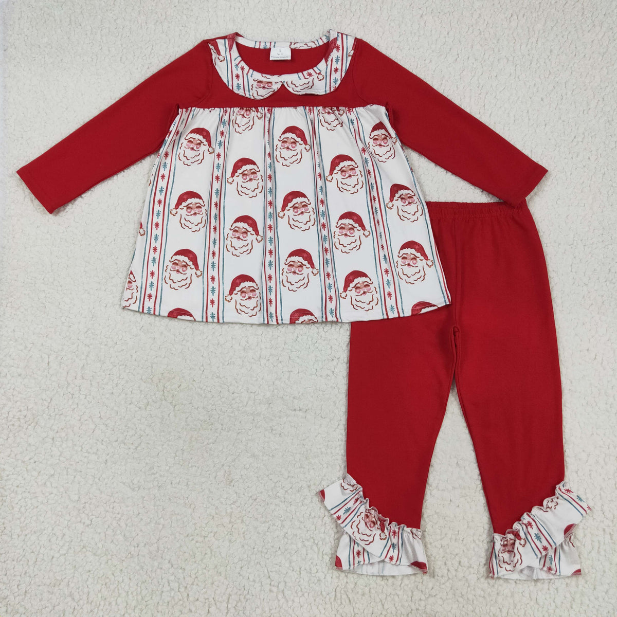 GLP2500 Christmas Santa red long sleeve red pants girls set
