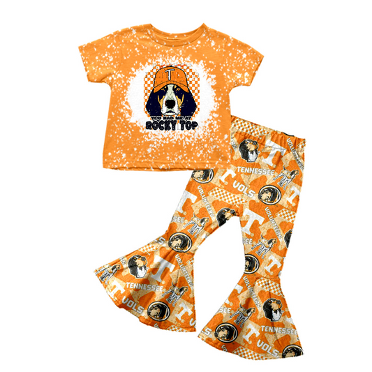 custom S 9.14 Orange short sleeve pants girls set