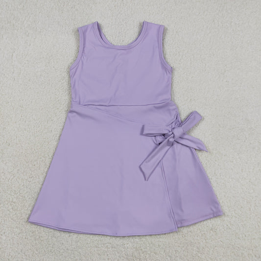 GSD3881 Solid Color Yaga Purple Sleeveless Skorts Girls Dress