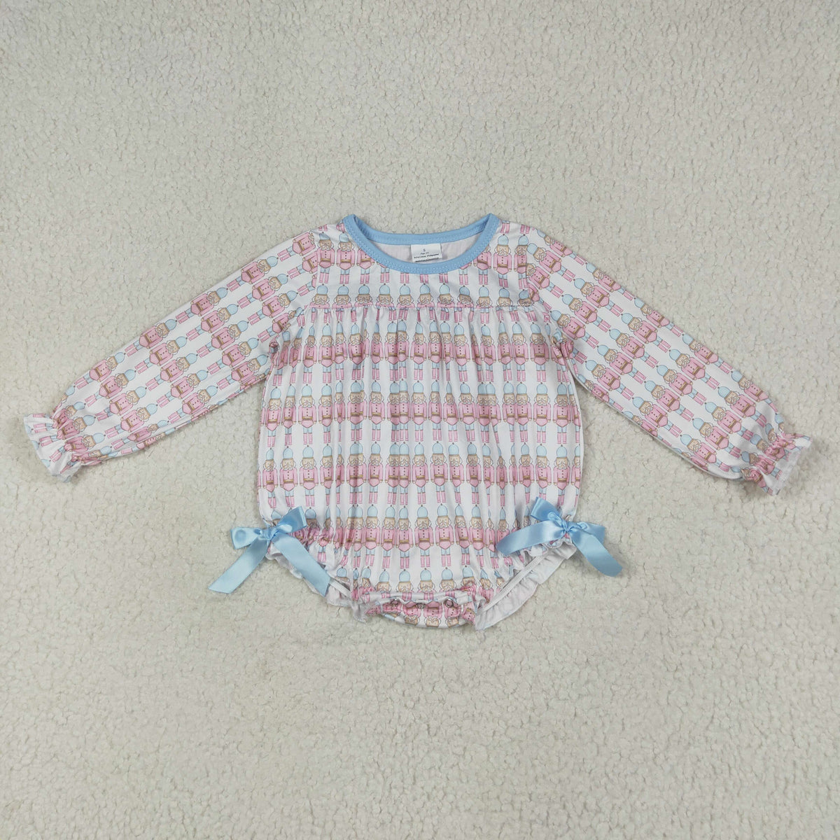 LR2298 Christmas soldier pink long sleeve girls romper