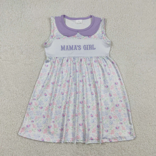 GSD3152 Embroidery Mama's Girl Flowers Sleeveless Girls Dress