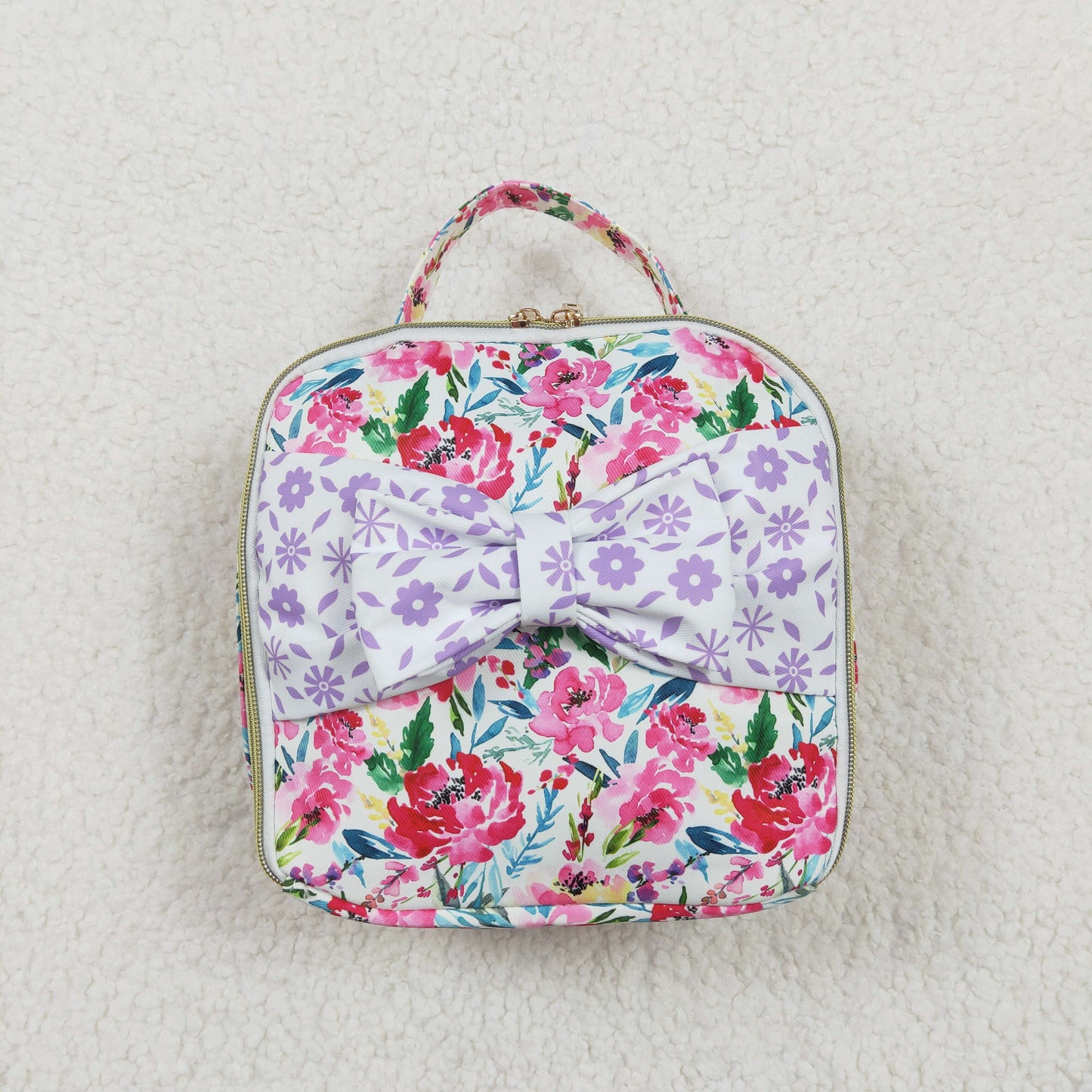USA SHOP BA0102 Pink Flowers Lunch Bag 8.5*8.5*3.5 inches