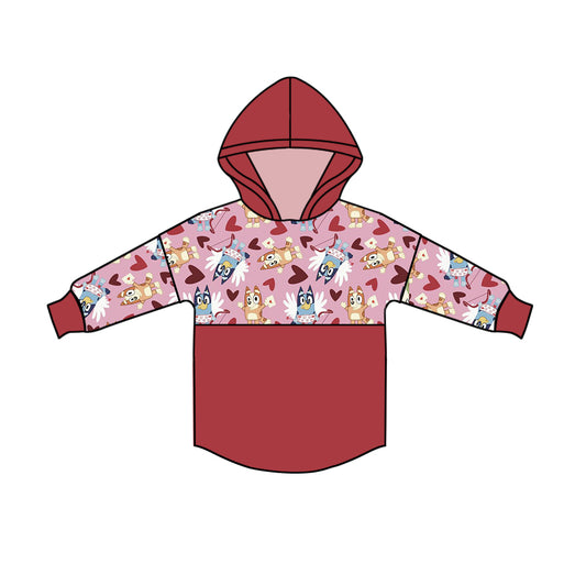 preorder BT0519 Valentine's Day cartoon bluey heart red hoodie girls top