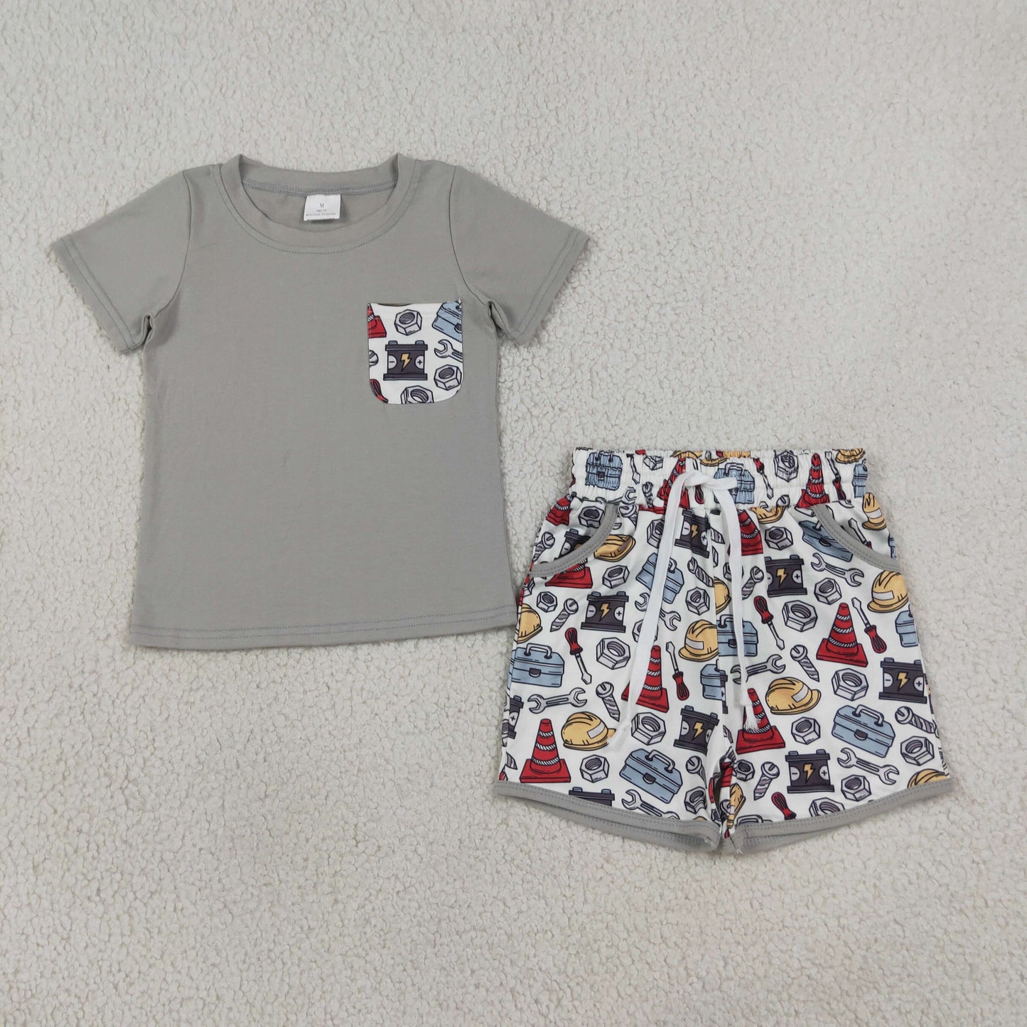 BSSO2005 Tools Pocket Short Sleeve Shorts Boys Set