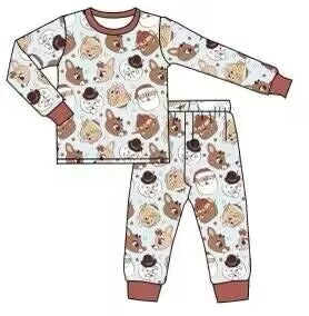 custom S 10.27 Christmas deer Santa Claus long sleeve pants boys pajamas