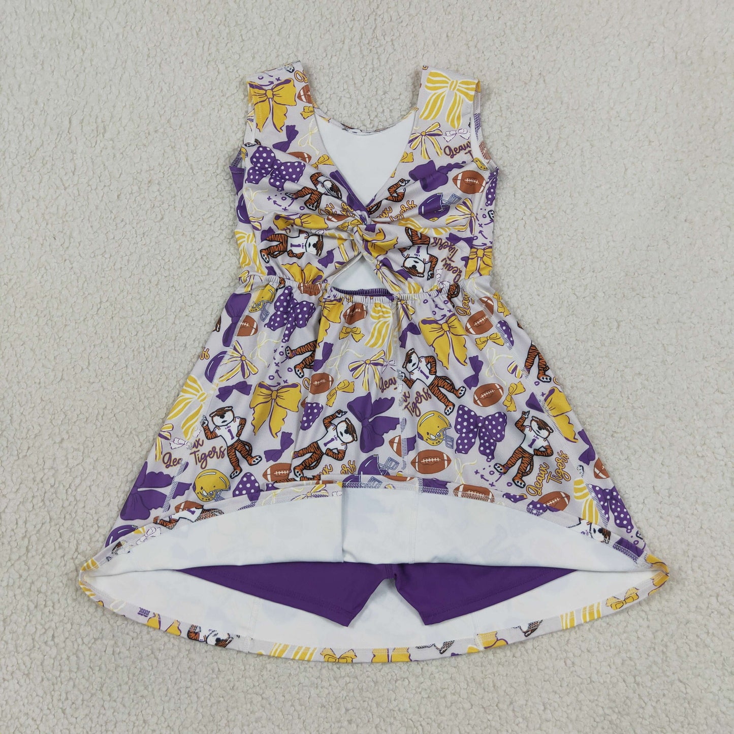 GSD3801 Yoga Item Bows Sleeveless Skorts Girls Dress