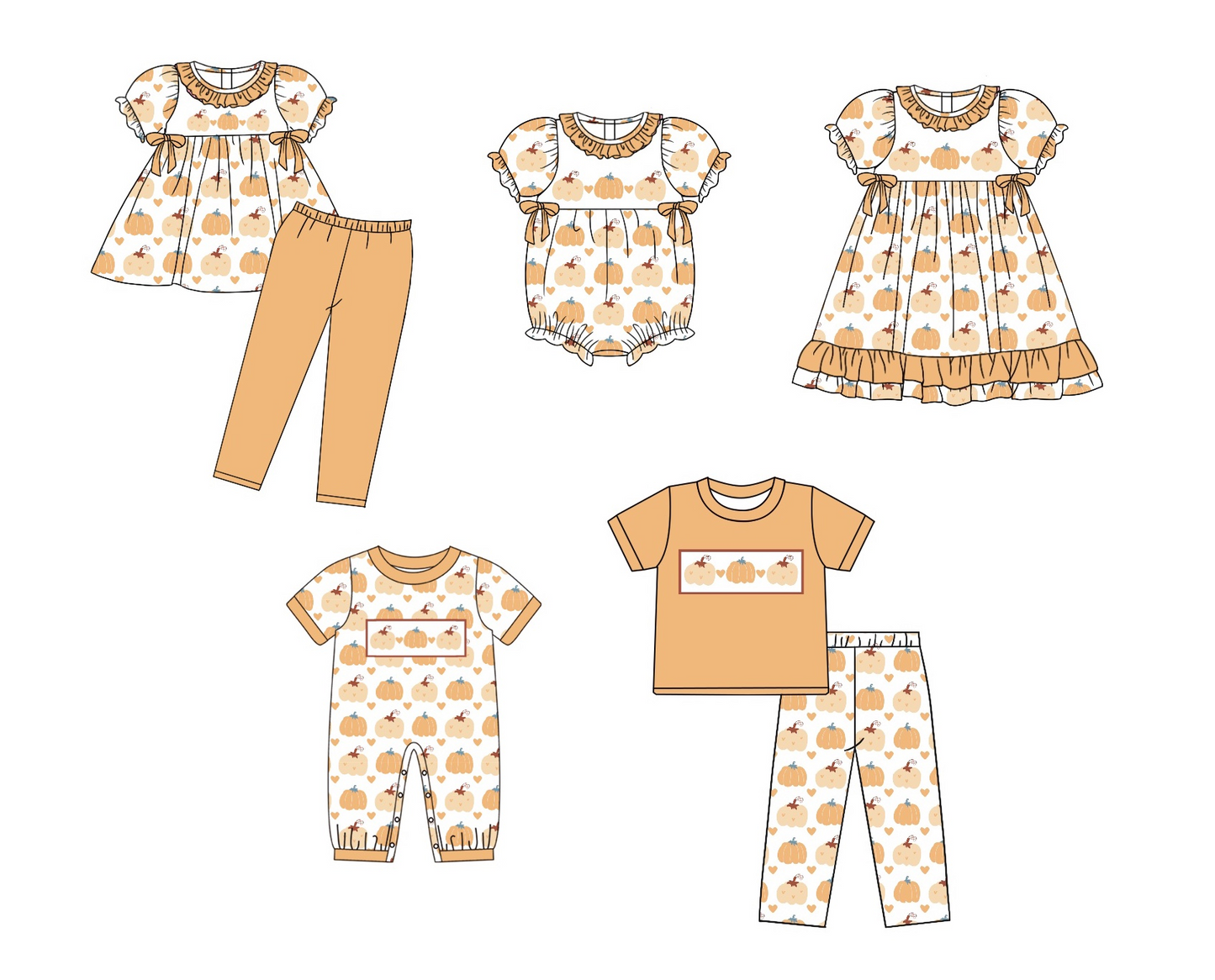 preorder SR1788 Autumn full pumpkin orange short sleeve boys romper