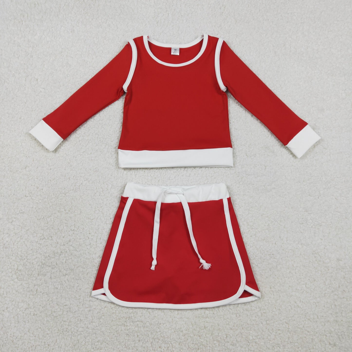 GLD1482 Yoga Red Long Sleeve Skorts Skirts Girls Set