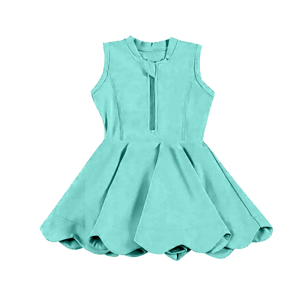 custom mint green zipper sleeveless with shorts girls dress