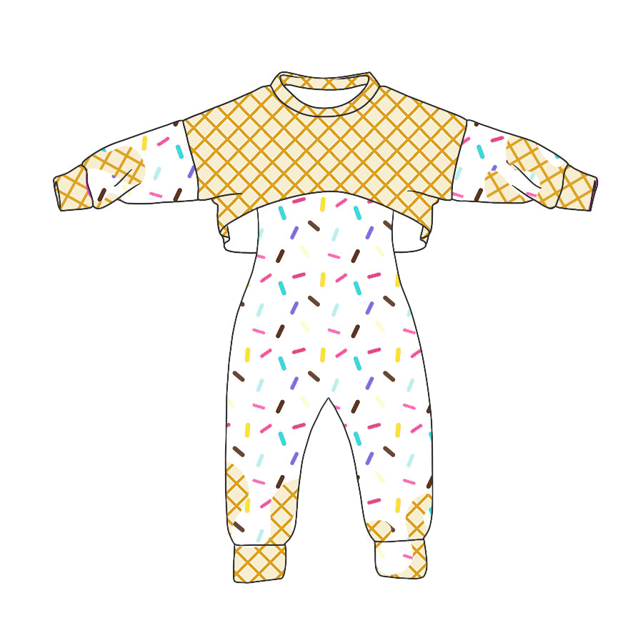 custom moq 3 white ice long sleeve jumpsuits 2pc girls set
