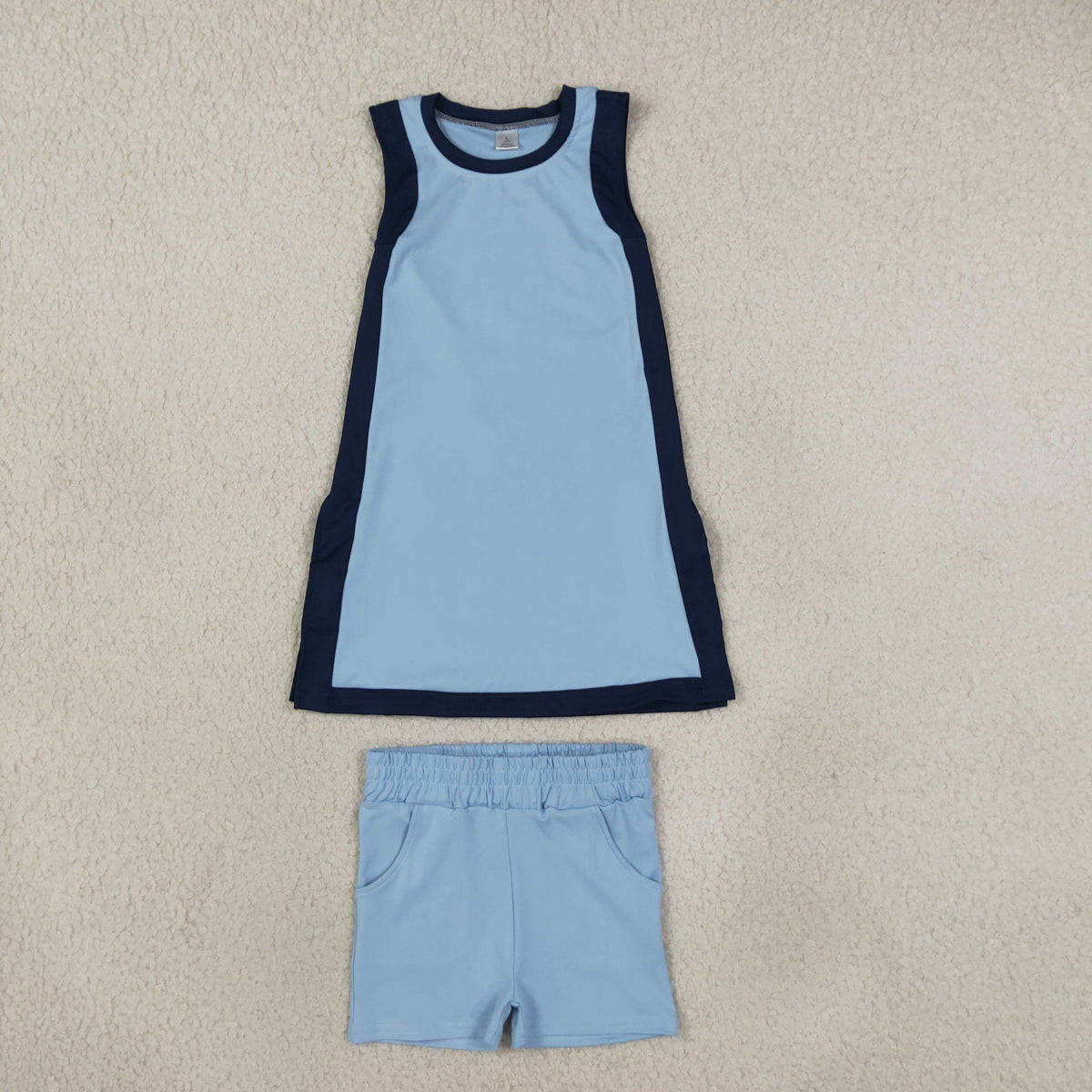 GSD4256 Yoga Blue Sleeveless Girls Dress