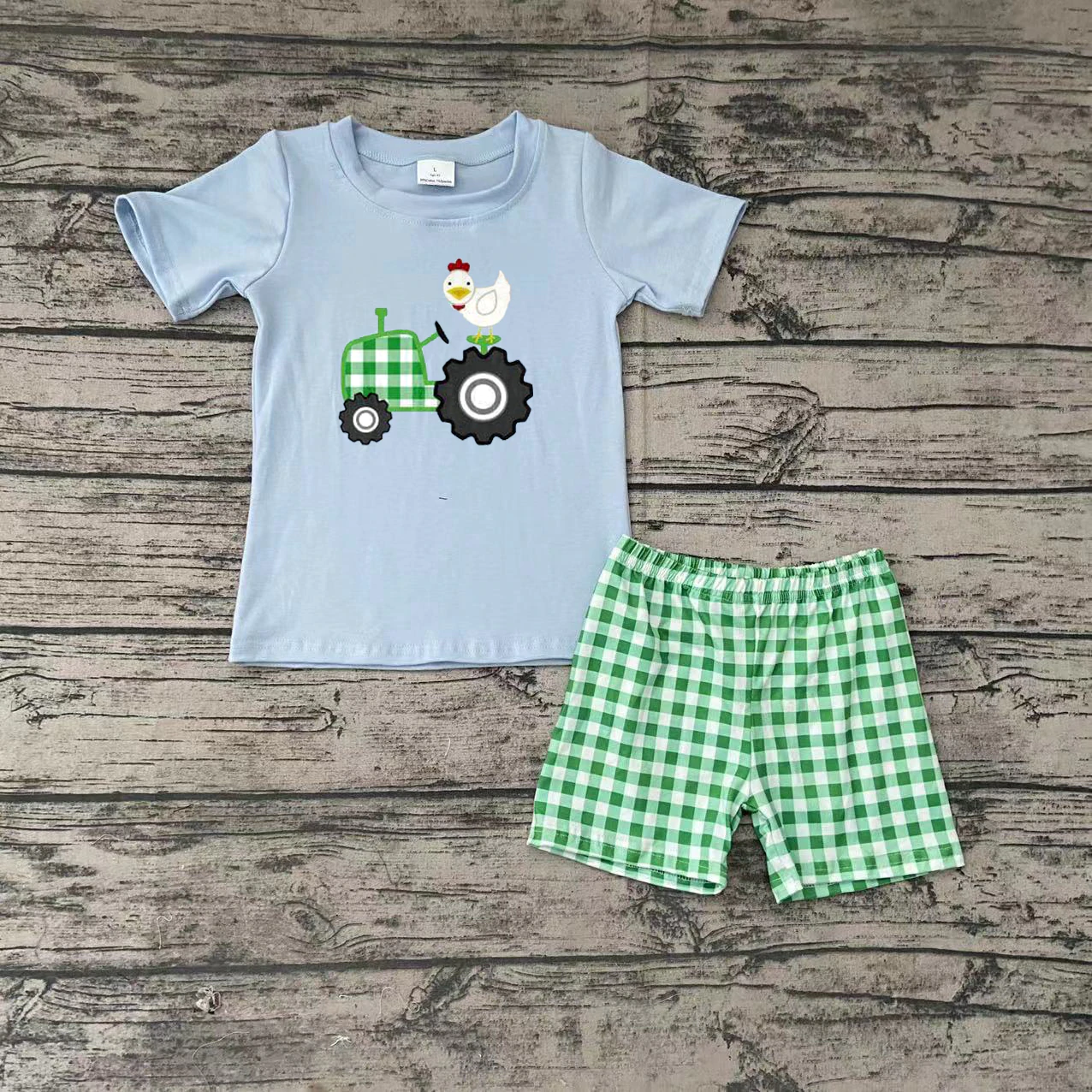 BSSO0031 Embroidery Farm Boys Summer Set