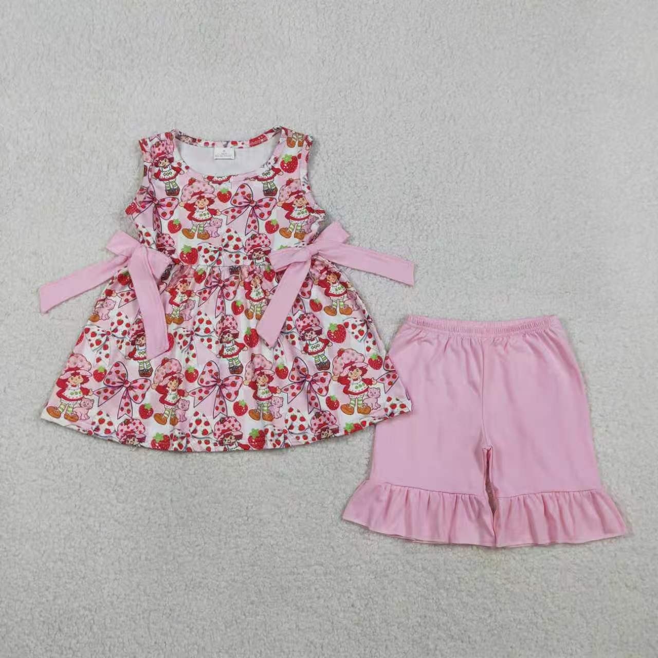 Strawberry Girl Pink Girls Set/Romper Sibling Clothes RTS
