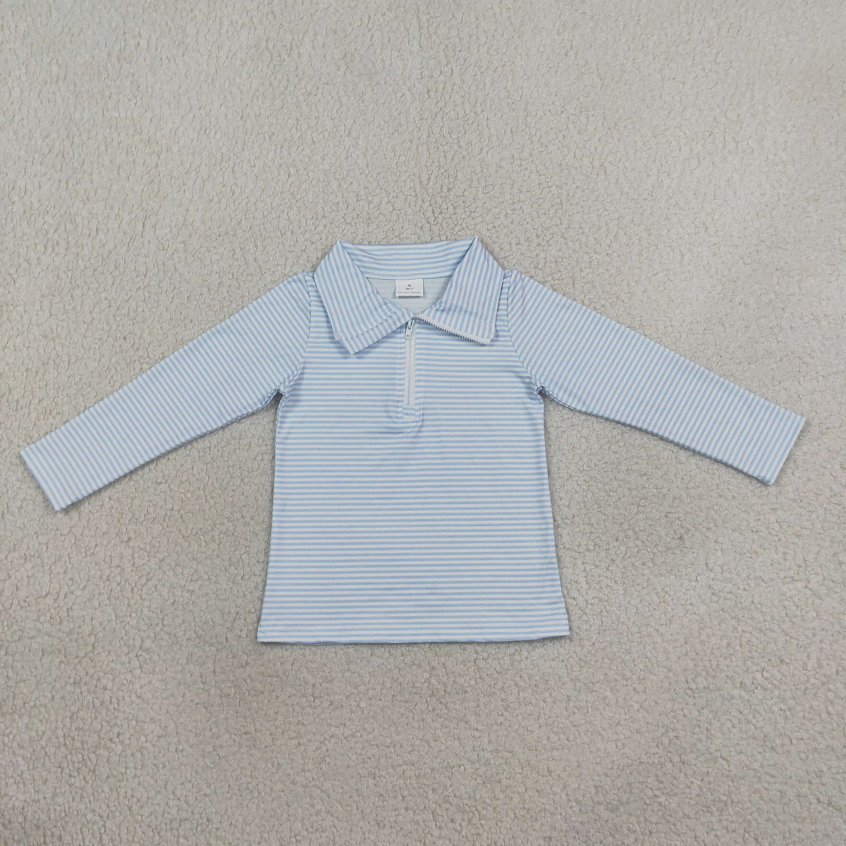 preorder Samples BT1878 Blue Striped Zipper Long Sleeve Boys Top